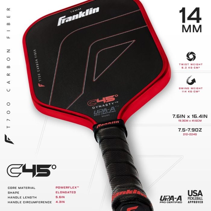 FRANKLIN C45° Carbon Fiber Paddle - Dynasty (14mm)