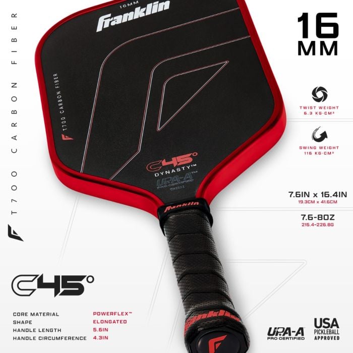 FRANKLIN C45° Carbon Fiber Paddle - Dynasty (16mm)